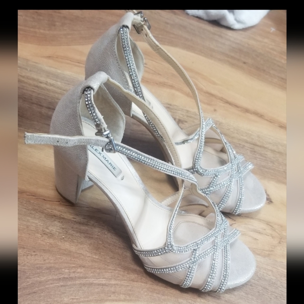 Bella Marie Metallic Strappy Block Heels